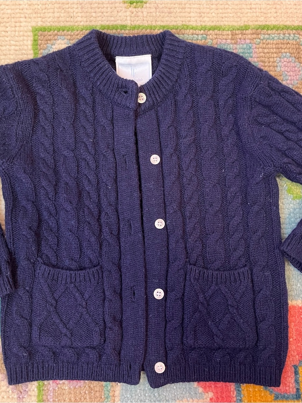 Little English Classic Cashmere Blend Cardigan - Navy
